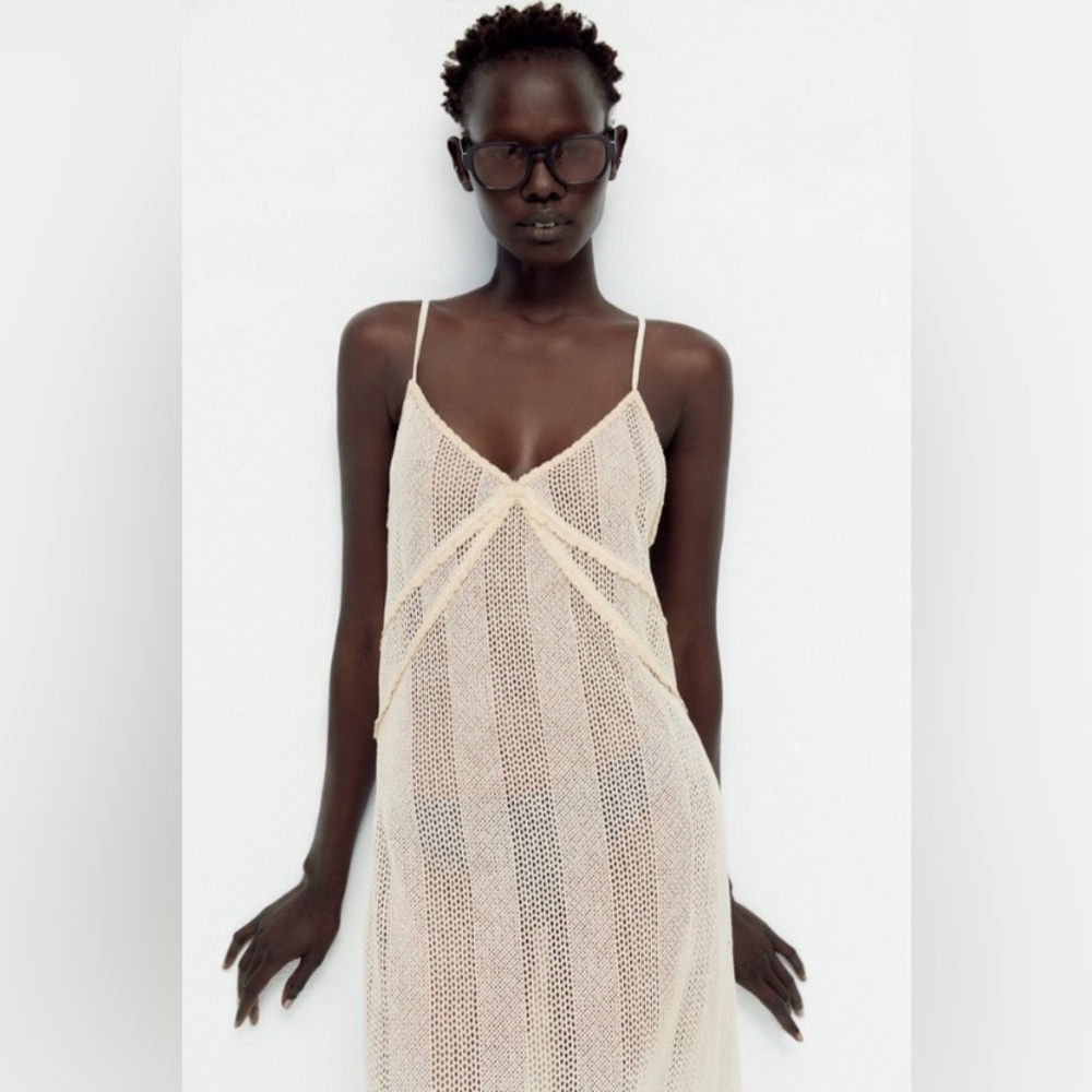 ZARA Crochet Swim Cover up Maxi Dress